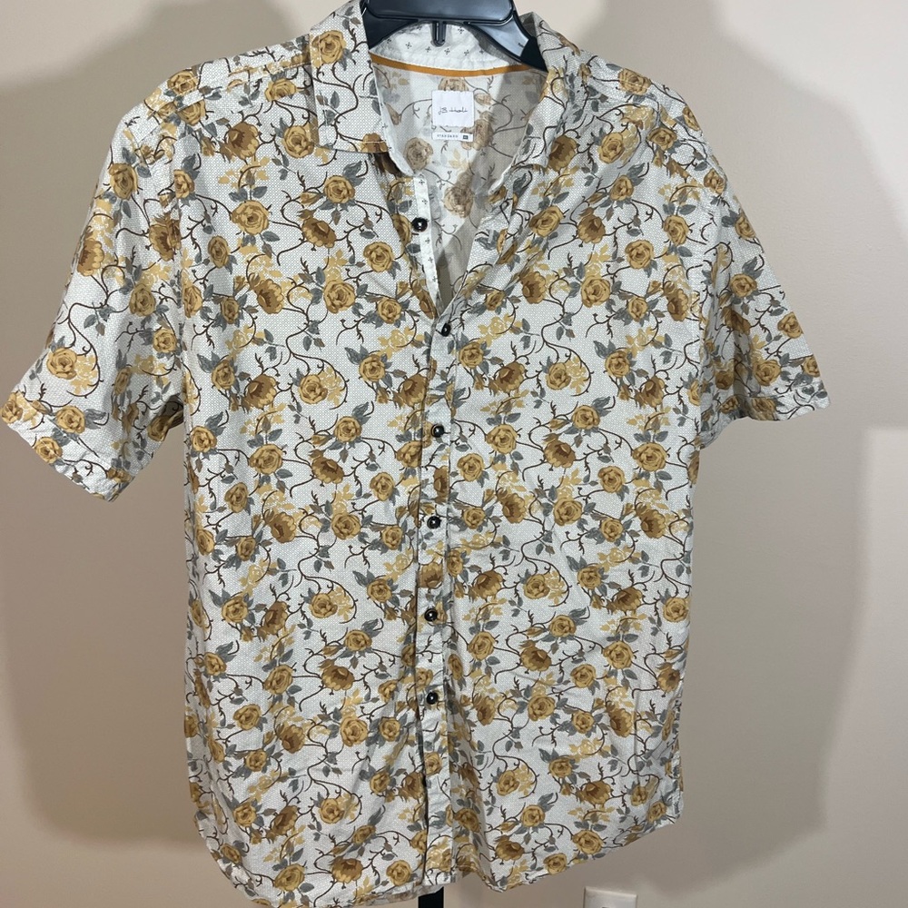 Mens XL short sleeve button down floral shirt